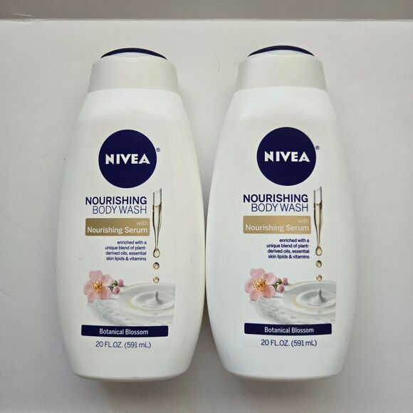 NIVEA Nourishing Body Wash 2 Pk 20 Fl Oz Botanical Blossom Floral Shower Care - Picture 1 of 3